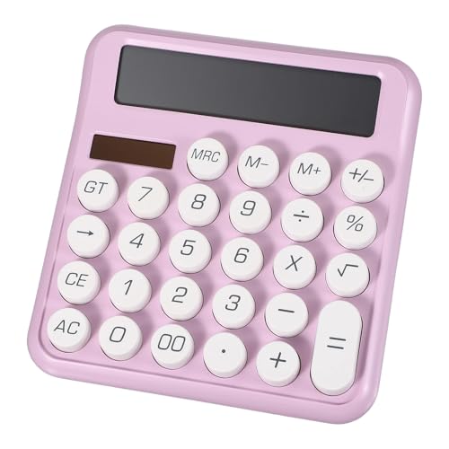 PATIKIL Cute Calculator, Desk Calculator Basic Big Button 12 Digit Large Display Mechanical AAA Battery Solar Power for Office Supplies Girl Female Woman Gift, Purple