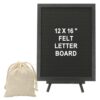 PATIKIL Felt Letter Board, 12x16Inches Black Wooden Changeable Message Board with Storage Bag Stand for Kitchen Menu Classroom Farmhouse Decor Notes, White Letter