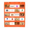 PATIKIL Magnetic Pocket Chart, Small Pocket Chart Mini Double Sided Classroom Pocket Chart Organizer Wall Hanging for Classroom Supplies, Dark Orange