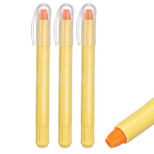 PATIKIL Yellow Highlighters, 3 Pack Gel High Lighters No Bleeds Highliters Pens Wax Crayon Neon Clear View Bright Marker Pen Twist Up Gel Stick Cute for Books Office Adults
