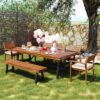 Patio Dining Set for 7-8 Person, Wood Outdoor Furniture With Cushions