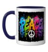 Peace Colorful Graffiti Dripping Paint Street Art Ceramic Mug, Dark Blue/White, 11oz