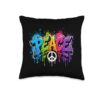 Peace Colorful Graffiti Dripping Paint Street Art Throw Pillow