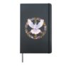Peace Sign Dove Bird Flower Positive Vibes Hippie Women Men Hardcover Journal, Black