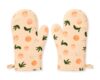 Peach Oven Mitts Set of 2, Cream Beige Padded Kitchen Gloves 10 Inch