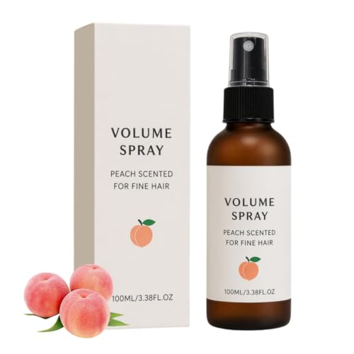 Peach Scent Hair Volume Spray for Fine Hair, Root Lifting Volumizing Spray, Anti-Frizz Moisturizing Hair Styling Spray, Adds Fluffy Volume & Shine | Color Protection | Non-Sticky, 100ml / 3.38 FL OZ