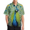 Peacock Feathers (2) Mens Short Sleeve Shirts with Pocket Button Down Casual Shirt Beach Summer Tops