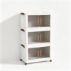 PEDXVNI Stackable Storage Bin Set With Rolling Casters, Transparent Magnetic Doors, Reinforced Handles, Durable Plastic, Multi-Tier/Size Options, Indoor Use(3)