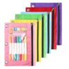 Pencil Pouch for 3 Ring Binder, 6 Pack Pencil Case with Smooth Zipper, Cute Soft Pen Bag with Clear Window and 3 Reinforced Metal Grommets Large Capacity Binder Bag for School Office Supplies