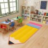 Pencil Rug, Classroom Learning Rug Reading Corner Home Kids Room Decor