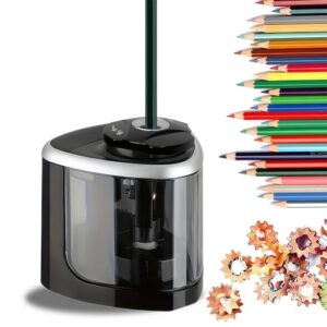 Pencil Sharpener Battery Operated, Fast Sharpening, Suitable for NO.2/Drawing/Colored Pencils(6-9 mm), Portable Electric Pencil Sharpener(Black-Without Battery)