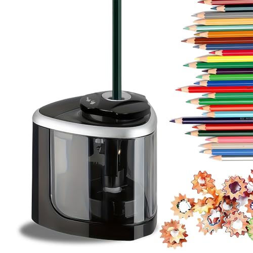 Pencil Sharpener Battery Operated, Fast Sharpening, Suitable for NO.2/Drawing/Colored Pencils(6-9 mm), Portable Electric Pencil Sharpener(Black-Without Battery)