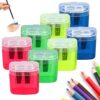 Pencil Sharpener Manual with Lid, Colored Portable Handheld Sharpener | Colorful Pencil Sharpener Handheld with Dual Hole for Adults Students School Class Home Office (8)