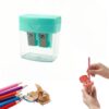 Pencil Sharpeners with Lid, 2026 New Dual Hole Handheld Sharpener，Blue