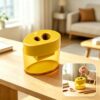 Pencil Sharpeners with Lid Dual Hole Colorful Portable Handheld, Yellow