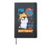 Penguin 58th Birthday Wink Winter Theme Balloon Celebration Hardcover Journal, Black
