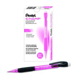 Pentel Champ Mechanical Pencil, (0.7mm), Pink Barrel, Box of 12 (AL17P)