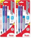 Pentel Twist-Erase EXPRESS Automatic Pencil with Lead and Eraser, 0.7mm, Assorted Barrels, 4 Pack (QE417FLEBP2)