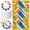 PercyEffie 264PCS Valued Paint Brushes and Palettes Set，240 Pcs Acrylic Paint Brushes with 24 Plastic 10-Well Paint Trays, Blue & White Nylon Brush Heads for Acrylic Watercolor Oil Painting