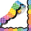 PerKoop 69 Feet Checkered Bulletin Board Border, Lattice Scalloped