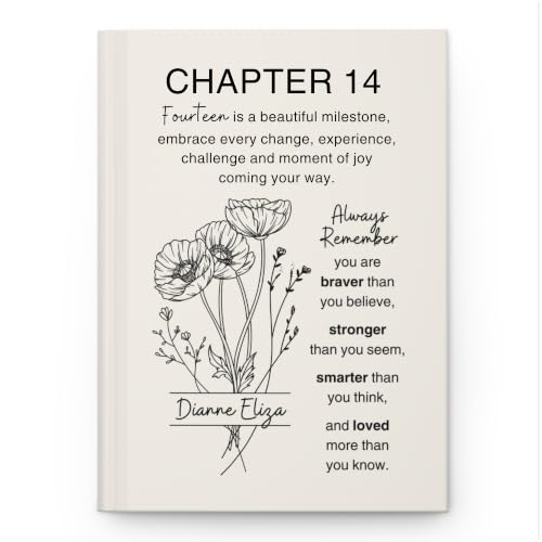 Personalized 14th Birthday Journal, Custom Name Birth Flower Notebook, Hardcover Floral Writing Diary, Matte Lined Journal Gift for Daughter, Granddaughter, Niece, Sister or Best Friend - ABDAY14_9