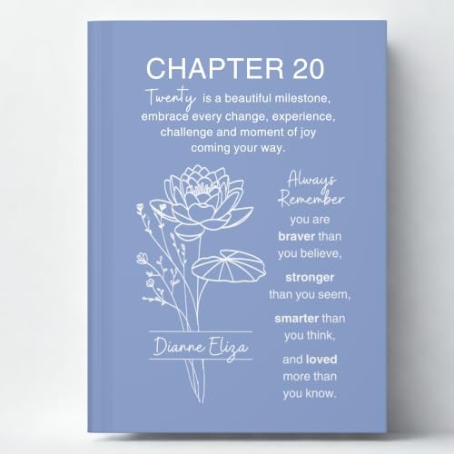 Personalized 20th Birthday Journal for Women, Custom Name Birth Flower Notebook, Hardcover Floral Writing Diary, Matte Lined Journal Gift for Daughter, Granddaughter, Niece, Sister or Best Friend - ABDAY20_3