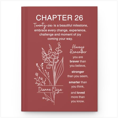 Personalized 26th Birthday Journal for Women, Custom Name Birth Flower Notebook, Hardcover Floral Writing Diary, Matte Lined Journal Gift for Daughter, Granddaughter, Niece, Sister or Best Friend - ABDAY26_8
