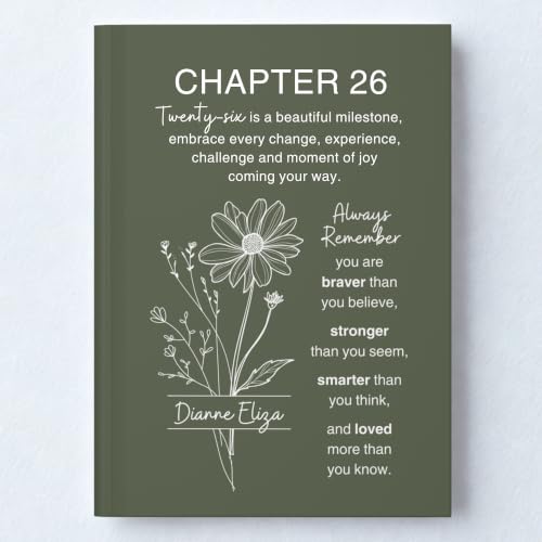 Personalized 26th Birthday Journal for Women, Custom Name Birth Flower Notebook, Hardcover Floral Writing Diary, Matte Lined Journal Gift for Daughter, Granddaughter, Niece, Sister or Best Friend - ABDAY26_1