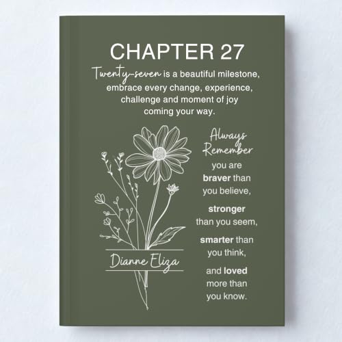 Personalized 27th Birthday Journal for Women, Custom Name Birth Flower Notebook, Hardcover Floral Writing Diary, Matte Lined Journal Gift for Daughter, Granddaughter, Niece, Sister or Friend - ABDAY27_1
