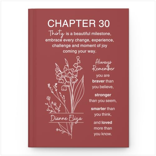 Personalized 30th Birthday Journal for Women, Custom Name Birth Flower Notebook, Hardcover Floral Writing Diary, Matte Lined Journal Gift for Daughter, Granddaughter, Niece, Sister or Best Friend - ABDAY30_8