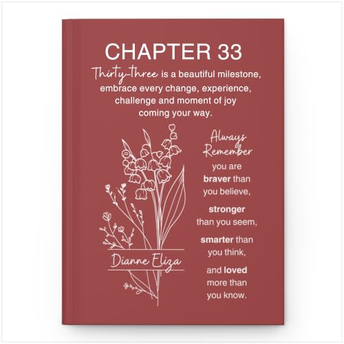 Personalized 33rd Birthday Journal for Women, Custom Name Birth Flower Notebook, Hardcover Floral Writing Diary, Matte Lined Journal Gift for Wife, Girlfriend, Daughter, Sister or Best Friend - ABDAY33_8
