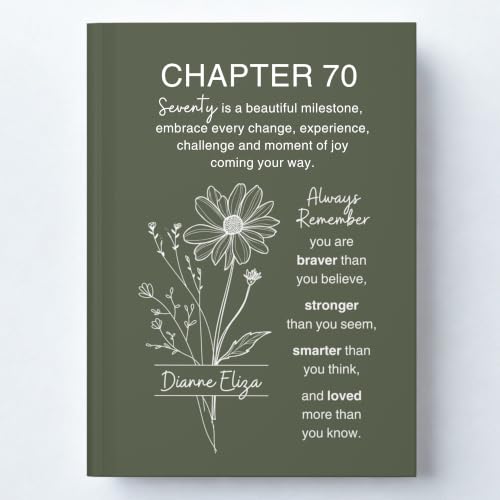 Personalized 70th Birthday Journal for Women, Custom Name Birth Flower Notebook, Hardcover Floral Writing Diary, Matte Lined Journal Gift for Mom, Grandma, Wife, Daughter or Best Friend - ABDAY70-1