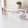 Personalized Acrylic Name Plate with Pencil Flower Design