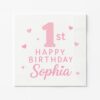 Personalized Birthday Cocktail Napkins, Custom Name Baby Pink 1st Birthday Decoration Party Supplies for Girl, Disposable Tableware