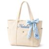 Personalized Bridesmaid Tote Bag Canvas Beach Bag with Initial Ribbon