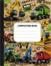 Personalized Composition Book with Name | Custom School Notebook for Kids | Back to School Supplies | Wide Ruled Notebook | Cute Composition Book for Boys & Girls (Construction crews)