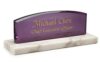 Personalized Desk Name Plate for Offic, Purple Acrylic Marble Base, Laser Engraved Office Desk Sign and Professional Gift for Co-workers, Boss, or Promotion.
