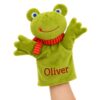 Personalized Frog Hand Puppet with Embroidered Baby Name Keepsake