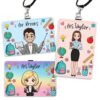 Personalized Teacher Badge Holder Custom Name Cartoon Character ID Card Holder with Lanyard PU Leather Photo Badge Holder for Educators Back to School Teacher’s Day Appreciation Gifts from Students