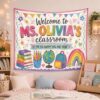 Personalized Teacher Classroom Tapestry Banner, Teacher Appreciation Gift