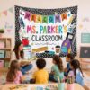Personalized Teacher Name Tapestry, Custom Classroom Welcome Banner