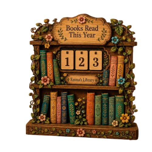 Personalized Wooden Book Tracker Sign, Custom Books Read This Year Counter, Floral Reading Tracker Display, Personalized Library Decor, Reading Goal Board, Book Lover Gift For Women Men Mom Dad Teacher Friend