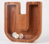 Personalized Wooden Letter Piggy Bank for Kids, Custom 26 Alphabet Coin Savings Bank with Clear Acrylic, DIY Wooden Initial Money Box, Birthday Nursery Home Decor