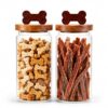 Pethiy 2 Pack Dog Treat Container Set, Airtight Glass Jars with Bone Lids