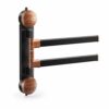 petsola Wall Mount Suction Towel Rack Holder Organizer With Rotating And Install suitable for kitchens tiny homes RVs , Modern Minimalist Suction Cup Towel Rack With 2 Rotating Bars, Walnut Wood Grain