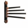 petsola Wall Mount Suction Towel Rack Holder Organizer with Rotating and Install Suitable for Kitchens Tiny Homes RVs, Modern Minimalist Suction Cup Towel Rack with 4 Rotating Bars, Walnut Wood Grain