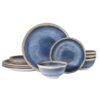 Pfaltzgraff Glimmer Blue 12 Piece Porcelain Dinnerware Set, Plates, Bowls