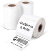 Phomemo 3 Rollen Thermoetikettenpapier- Multifunktionales selbstklebendes Etikett ， Adressetikett ，Preisschild Etikett 1.57"x1.18" (40x30mm), Insgesamt 3 Rollen, 230 Etiketten/Rolle