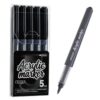 PHOSYNDYE 5 Black 1-4mm Brush Tips Acrylic Paint Marker Set