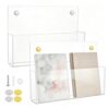 PH PandaHall 2 Pack Clear Acrylic Wall File Organizer Wall Mounted File Holder Mail Holder Office Document Sorter with 2 Colors Screw Caps for Home Classroom Paper Mail Brochure Storage Organization